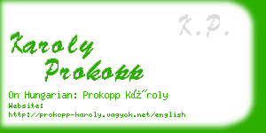 karoly prokopp business card